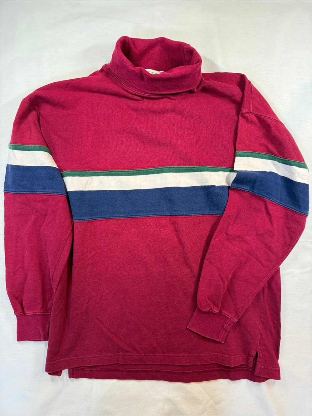 Vintage 90s John Ashford Sport Vintage Colorblock Turtleneck Shirt Crimson M